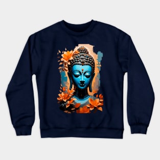 Buddha Head with Vibrant Flowers Crewneck Sweatshirt